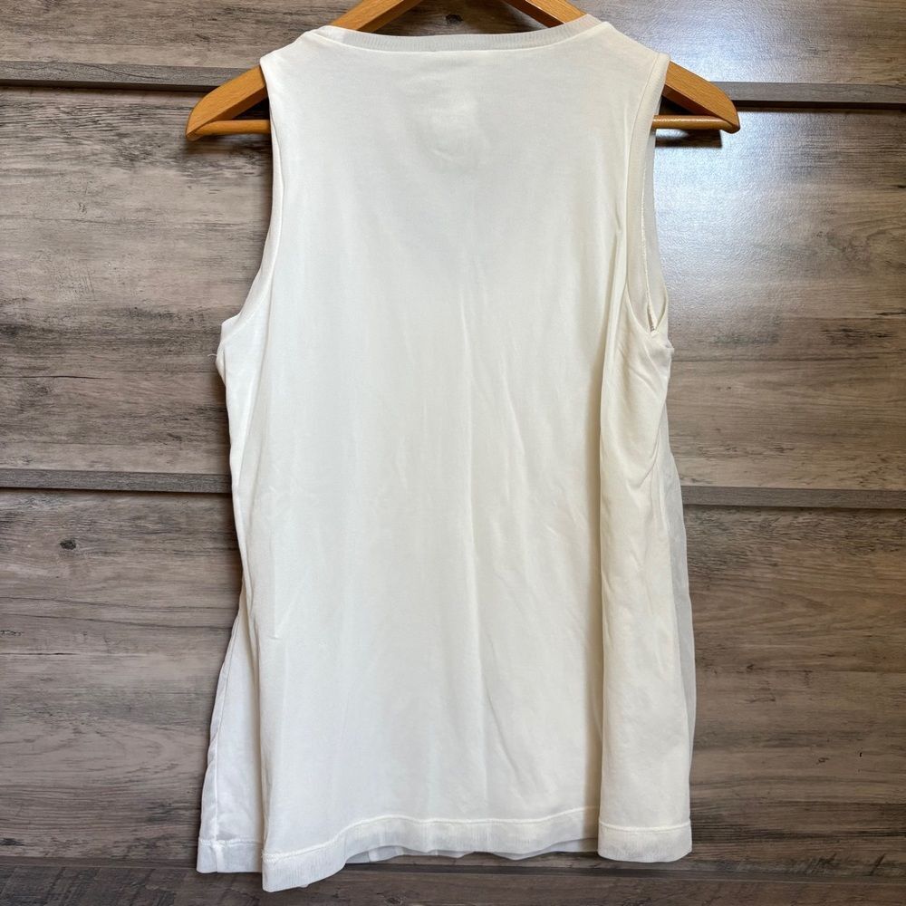 Chico's M Cream Blouse Top Luxury Boardwalk Preppy Professional Colonial Coastal - Picture 8 of 10